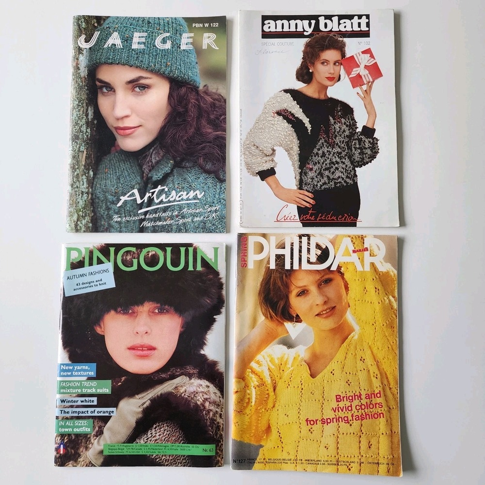 Vintage 80s Knitting Magazines Sweaters Cardigans Patterns LOT Amy Blatt Phildar